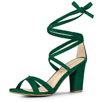 Women's Lace Up High Block Heeled Sandals