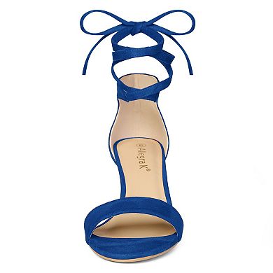 Women's Open Toe Kitten Heel Lace Up Dress Sandals