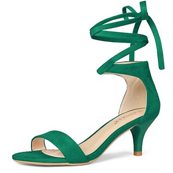 Women's Open Toe Kitten Heel Lace Up Dress Sandals