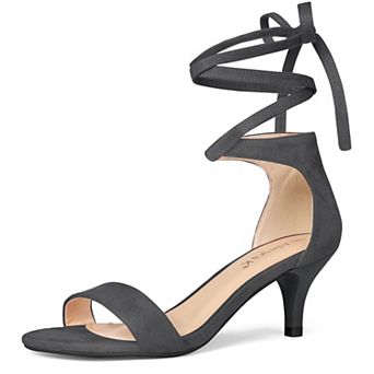 Women's Open Toe Kitten Heel Lace Up Dress Sandals
