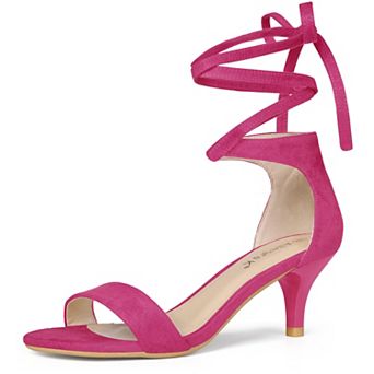 Women's Open Toe Kitten Heel Lace Up Dress Sandals
