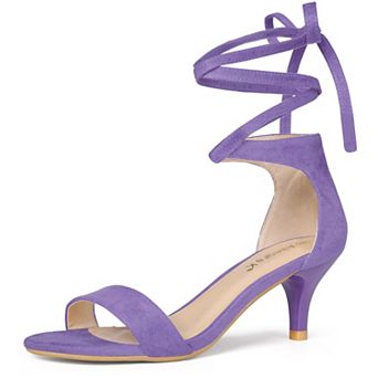 Women's Open Toe Kitten Heel Lace Up Dress Sandals