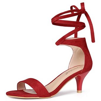 Women's Open Toe Kitten Heel Lace Up Dress Sandals