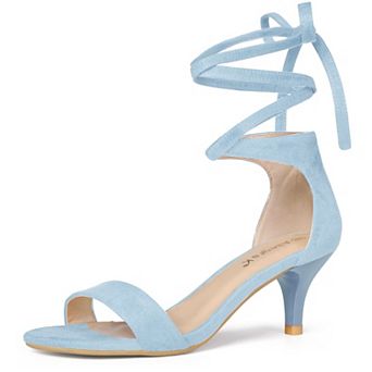 Women's Open Toe Kitten Heel Lace Up Dress Sandals