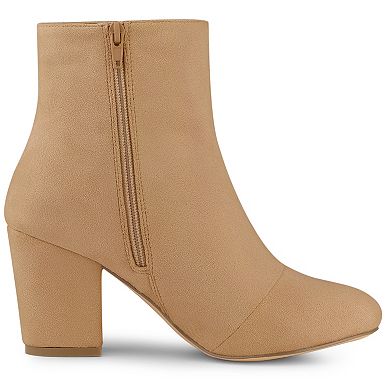 Women's Round Toe Chunky Heel Ankle Boots
