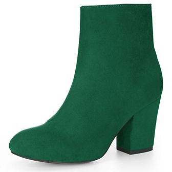 Women's Round Toe Chunky Heel Ankle Boots