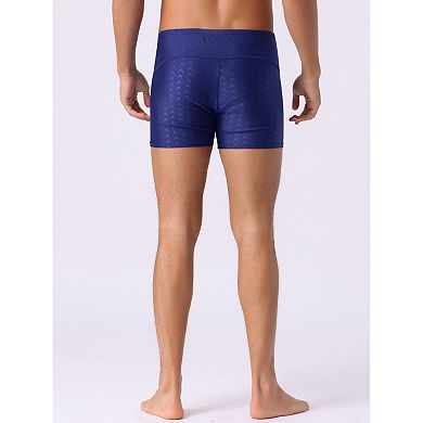 Men's Casual Solid Color Elastic Waist Swimming Training Swim Trunks