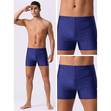 Men's Casual Solid Color Elastic Waist Swimming Training Swim Trunks