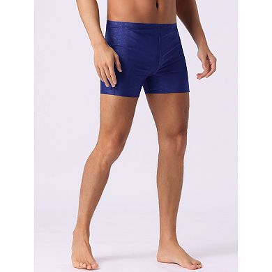 Men's Casual Solid Color Elastic Waist Swimming Training Swim Trunks