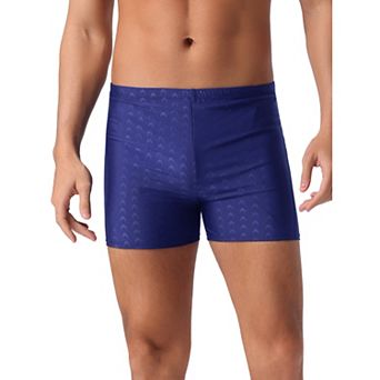 Men's Casual Solid Color Elastic Waist Swimming Training Swim Trunks