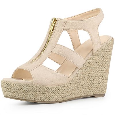 blue dress for baby girl Beige Espadrille Wrap Wedges