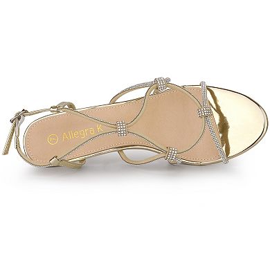 Women's Rhinestone Strappy Slingback Kitten Heel Sandals