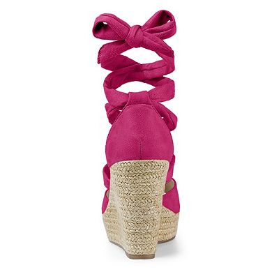 Women's Lace Up Espadrille Platform Wedge Sandals
