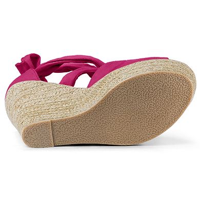 Women's Lace Up Espadrille Platform Wedge Sandals