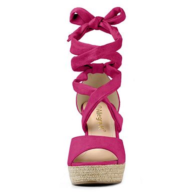 Women's Lace Up Espadrille Platform Wedge Sandals