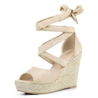 Women's Lace Up Espadrille Platform Wedge Sandals
