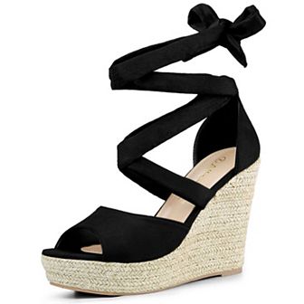 Women's Lace Up Espadrille Platform Wedge Sandals