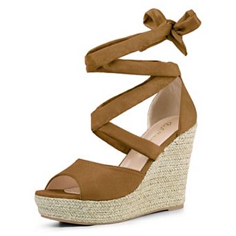 Women's Lace Up Espadrille Platform Wedge Sandals