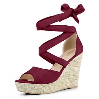 Women's Lace Up Espadrille Platform Wedge Sandals
