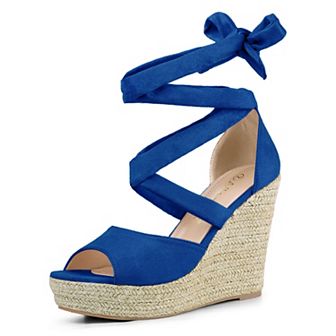 Women's Lace Up Espadrille Platform Wedge Sandals