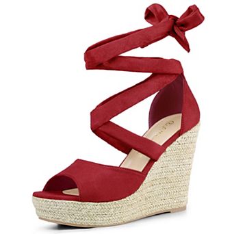 Women's Lace Up Espadrille Platform Wedge Sandals