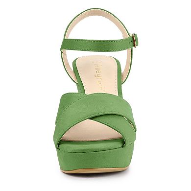 Women's Chunky Heel Criss Cross Strap Sandals