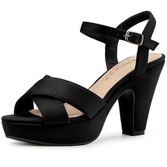 Women's Chunky Heel Criss Cross Strap Sandals