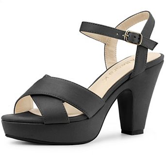 Women's Chunky Heel Criss Cross Strap Sandals