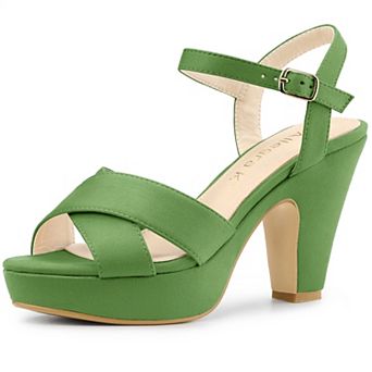 Women's Chunky Heel Criss Cross Strap Sandals
