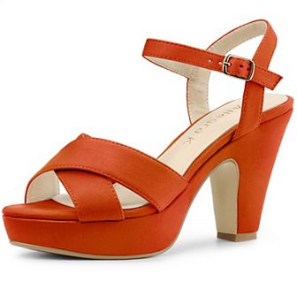 Women's Chunky Heel Criss Cross Strap Sandals