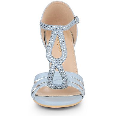 Women's Rhinestone Ankle Strap Open Toe Stiletto Heels Sandals