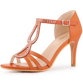 Women's Rhinestone Ankle Strap Open Toe Stiletto Heels Sandals