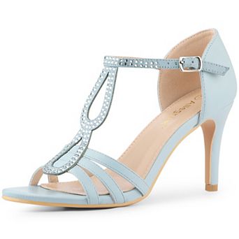 Women's Rhinestone Ankle Strap Open Toe Stiletto Heels Sandals