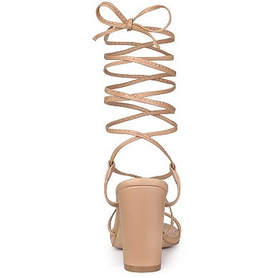 Women's Strappy One Strap Lace Up Chunky Heels Sandals