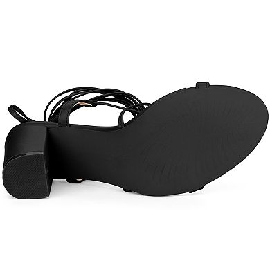 Women's Strappy One Strap Lace Up Chunky Heels Sandals