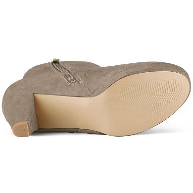 Women's Side Zip Low Platform Chunky Heel Ankle Booties