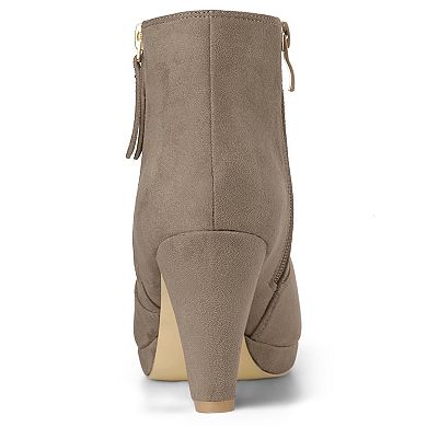 Women's Side Zip Low Platform Chunky Heel Ankle Booties