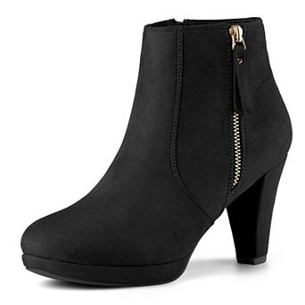 Women's Side Zip Low Platform Chunky Heel Ankle Booties