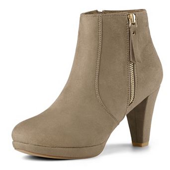 Women's Side Zip Low Platform Chunky Heel Ankle Booties