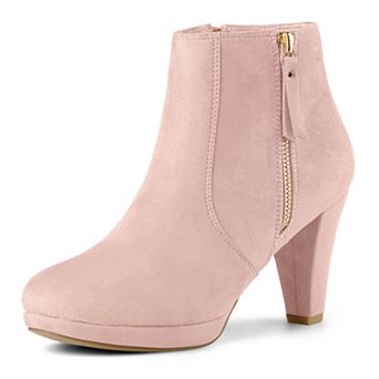 Women's Side Zip Low Platform Chunky Heel Ankle Booties