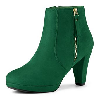 Women's Side Zip Low Platform Chunky Heel Ankle Booties