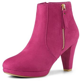 Women's Side Zip Low Platform Chunky Heel Ankle Booties