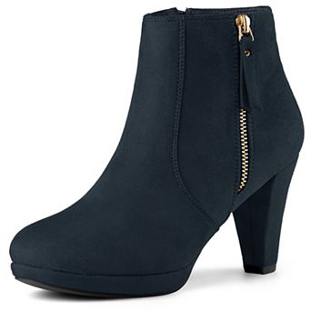 Women's Side Zip Low Platform Chunky Heel Ankle Booties