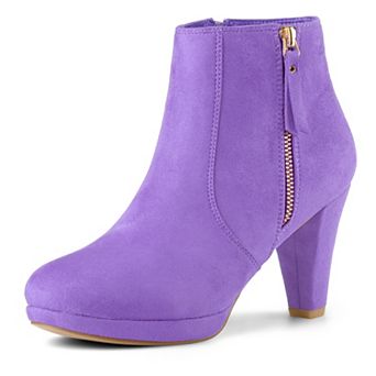 Women's Side Zip Low Platform Chunky Heel Ankle Booties
