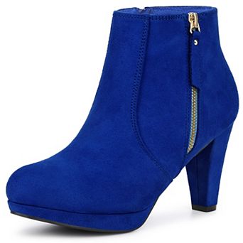 Women's Side Zip Low Platform Chunky Heel Ankle Booties