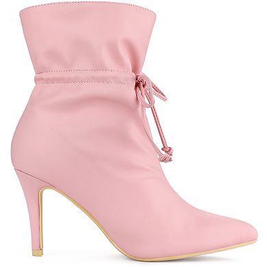 Women's Pointed Toe Drawstring Pull on Stiletto Heel Ankle Boots