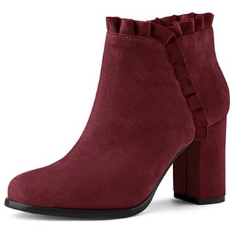 Women's Ruffle Block Heel Ankle Boots