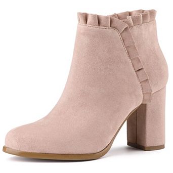Women's Ruffle Block Heel Ankle Boots