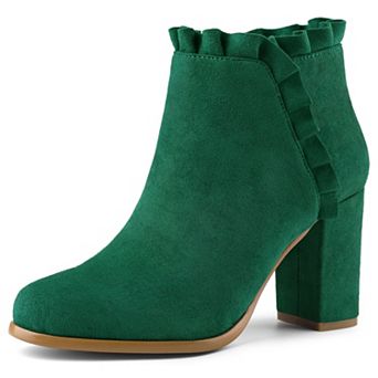 Women's Ruffle Block Heel Ankle Boots