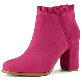 Women's Ruffle Block Heel Ankle Boots